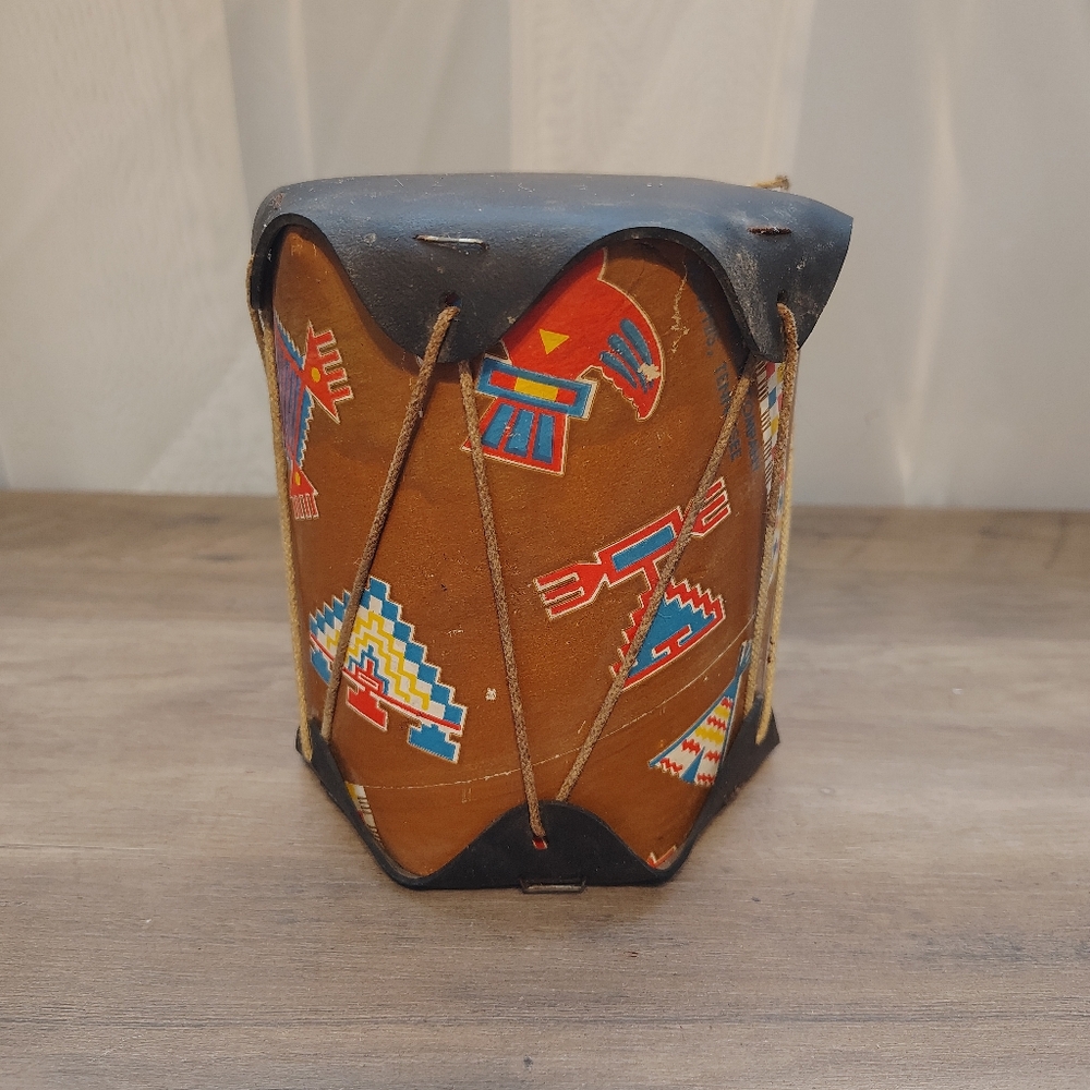 Vintage Souvenir Drum Rollin Wilson Co Memphis TN 5.5"HX4.5"W Native Inspired